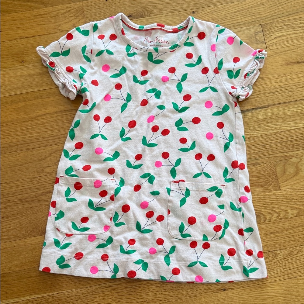 Mini Boden Pink and Red Cherry Print Blouse